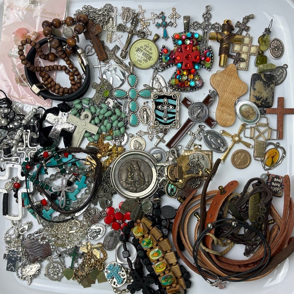 Craft Jewelry Lot - Religious Spiritual Crosses Faith Hope Love Guardian Angel
